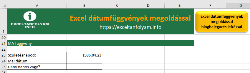 Excel dátumfüggvények a gyakorlatban